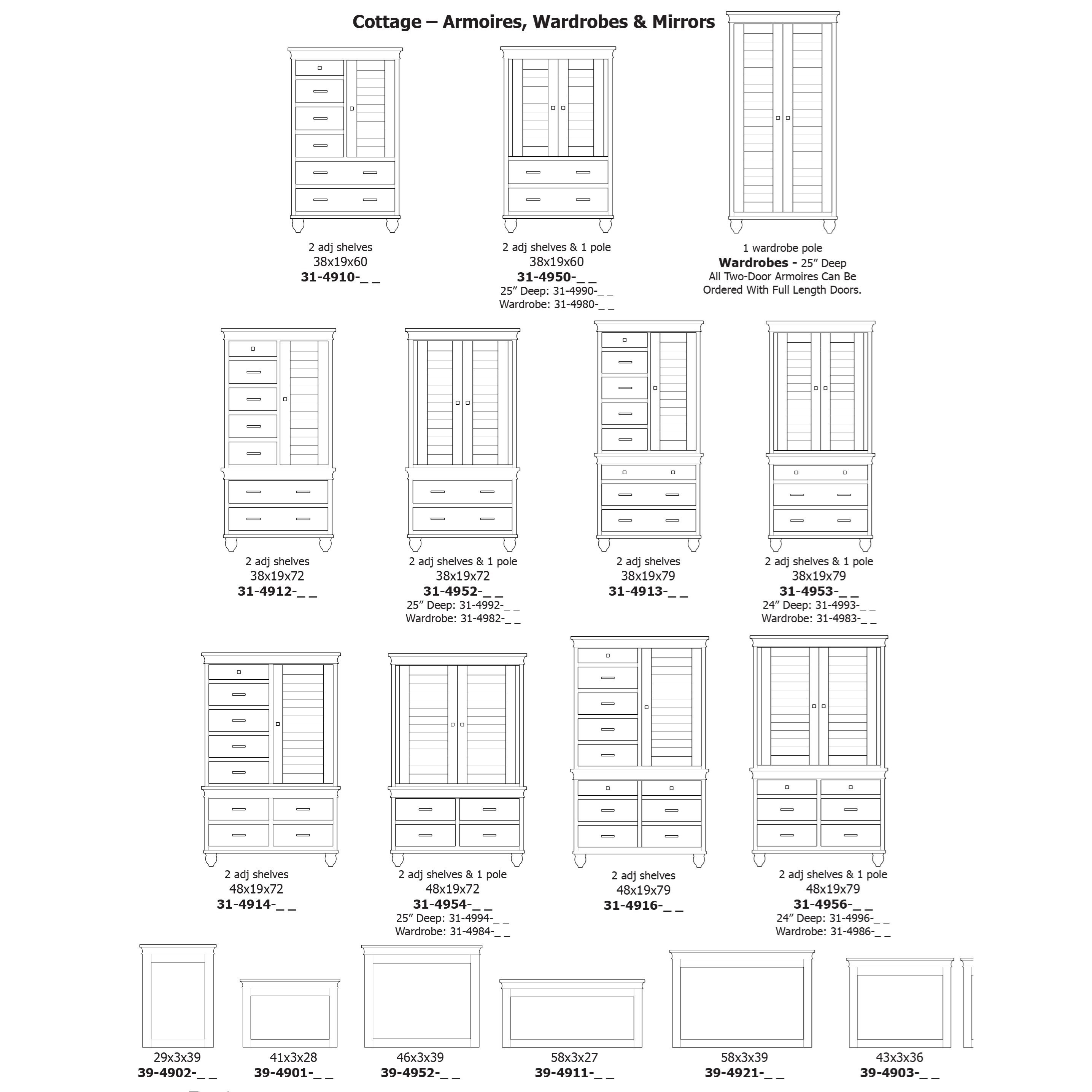 Daniel's Amish Cottage 394921 Tall Wide Mirror with Top Crown Molding